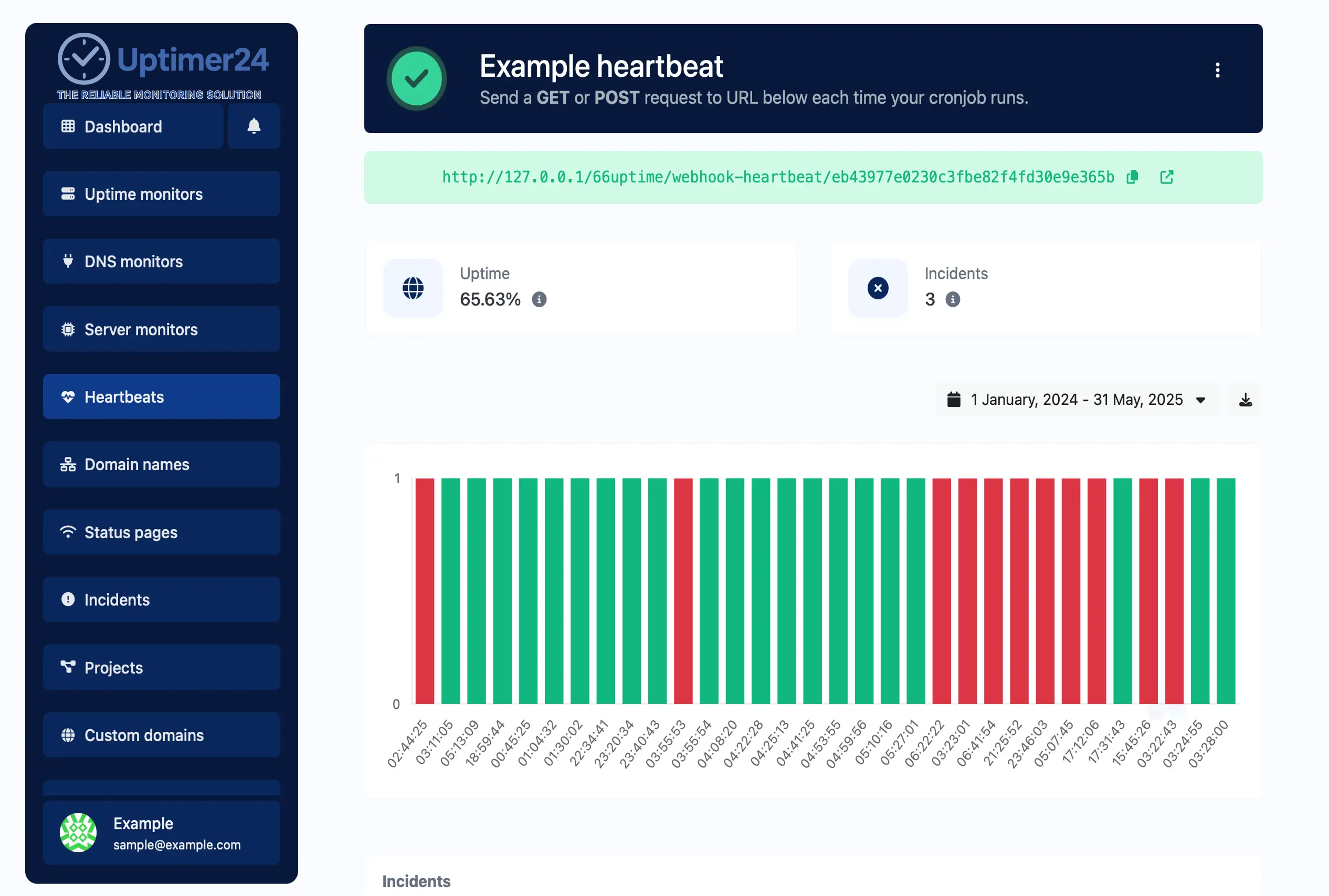 Screenshot of the app heartbeat monitor page